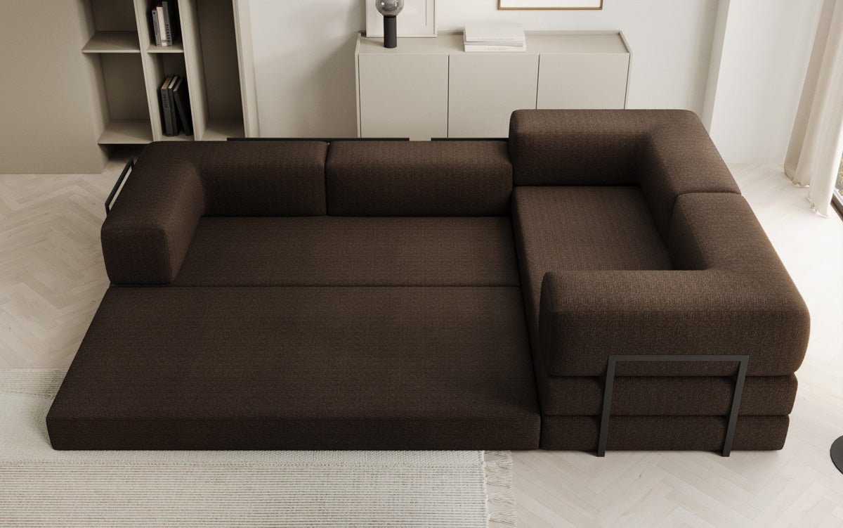 Luxuriöses Bouclé L-Sofa Lazy L: Schlaffunktion, Stauraum, Komfort, Modernes Design
