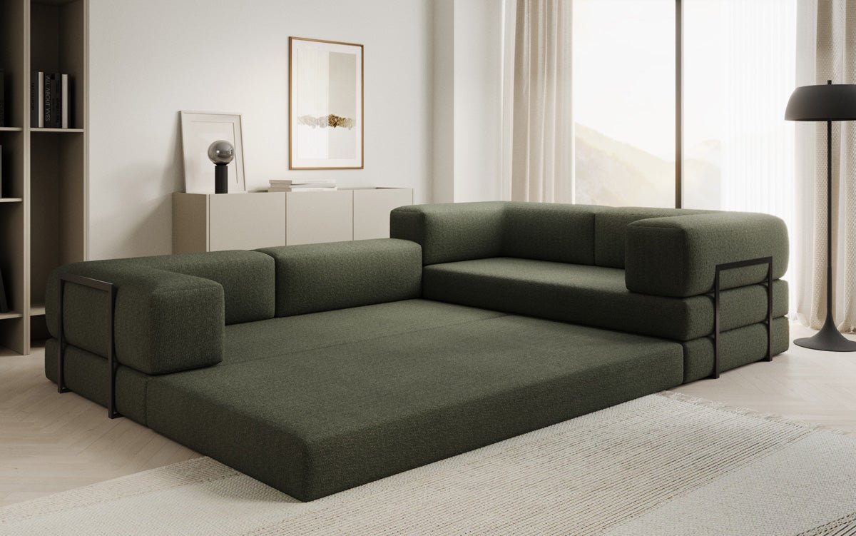 Luxuriöses Designer Ecksofa Lazy L Bouclé – Vielseitig, Gemütlich mit Schlaffunktion & Stauraum