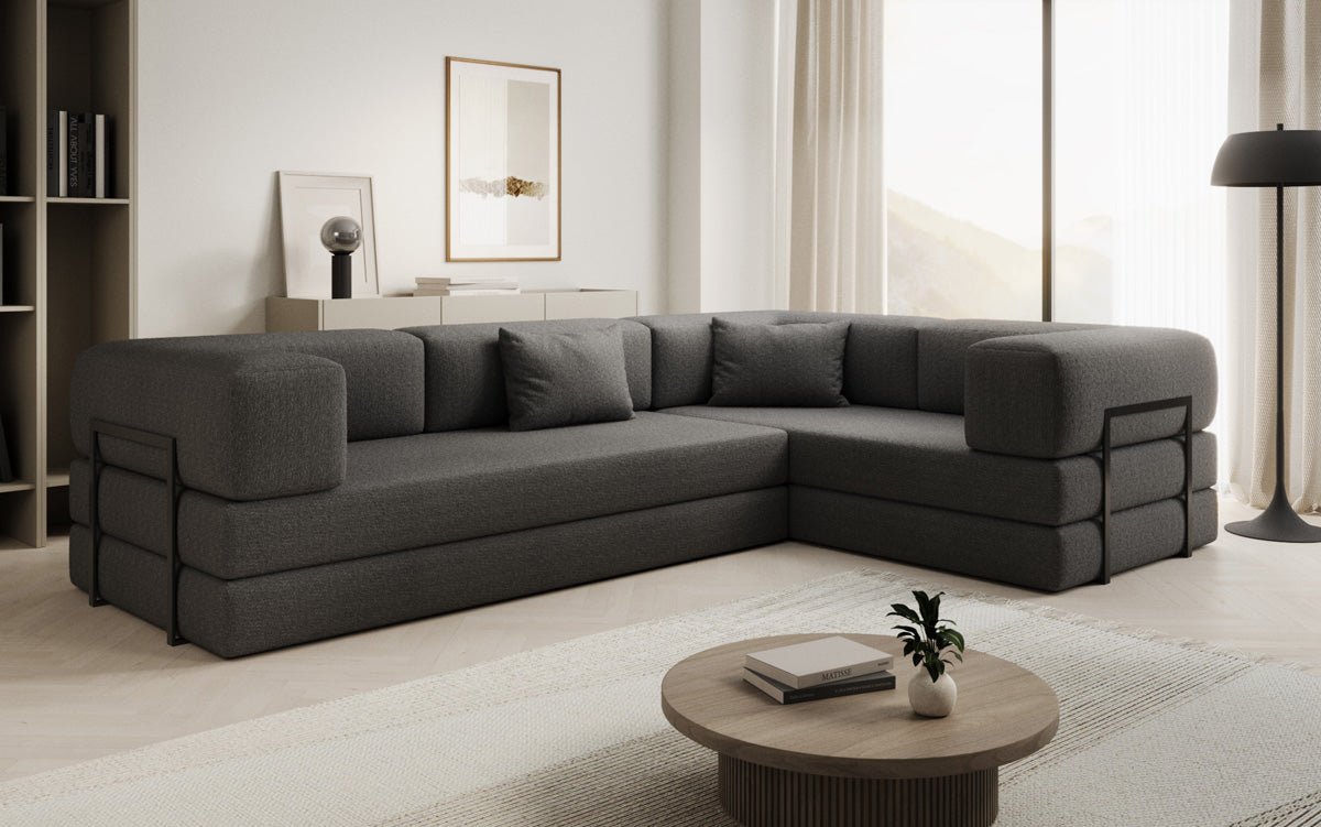 Luxuriöses Designer Ecksofa Lazy L Bouclé – Vielseitig, Gemütlich mit Schlaffunktion & Stauraum