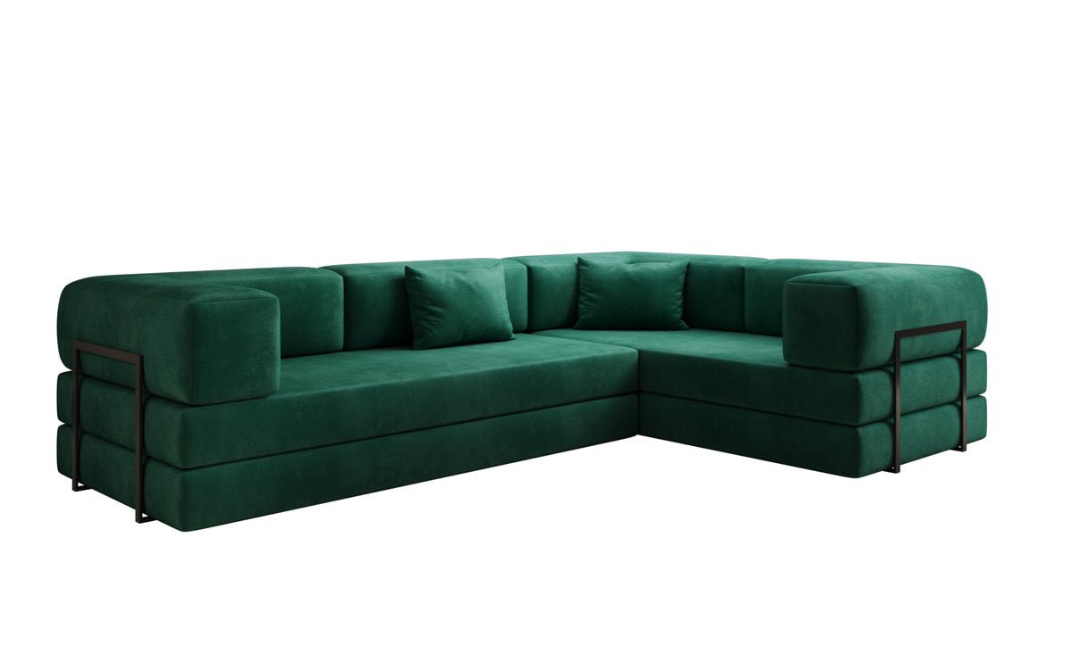 Luxuriöses Samt Ecksofa Lazy L mit Schlaffunktion und cleverem Stauraum