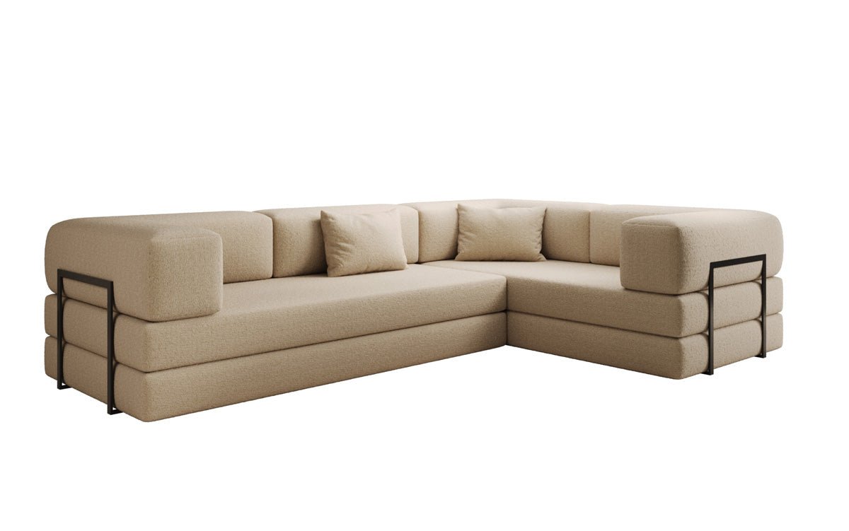 Luxuriöses Designer Ecksofa Lazy L Bouclé – Vielseitig, Gemütlich mit Schlaffunktion & Stauraum