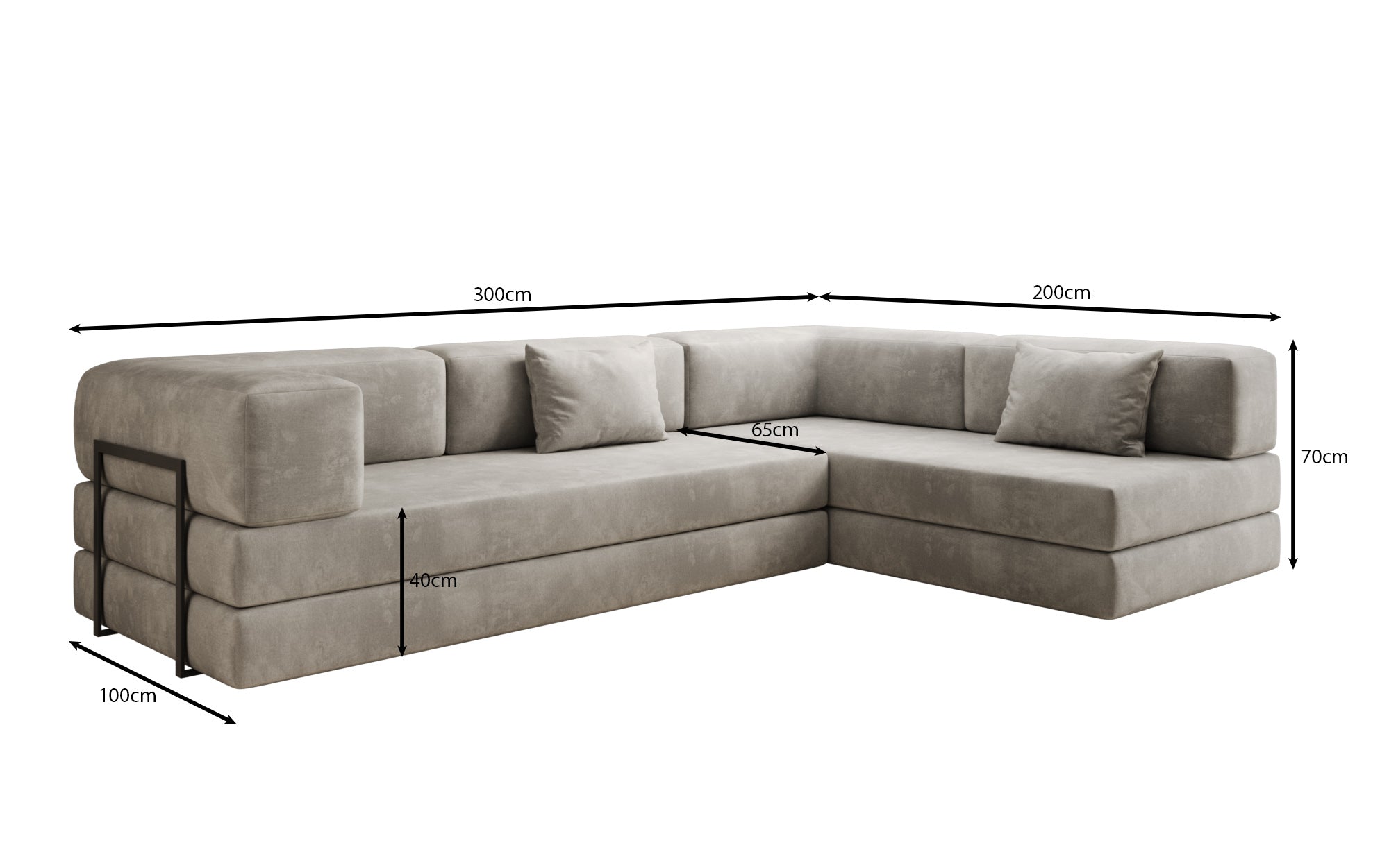 Luxuriöses L-förmiges Samt Designer Sofa mit Schlaffunktion und Stauraum