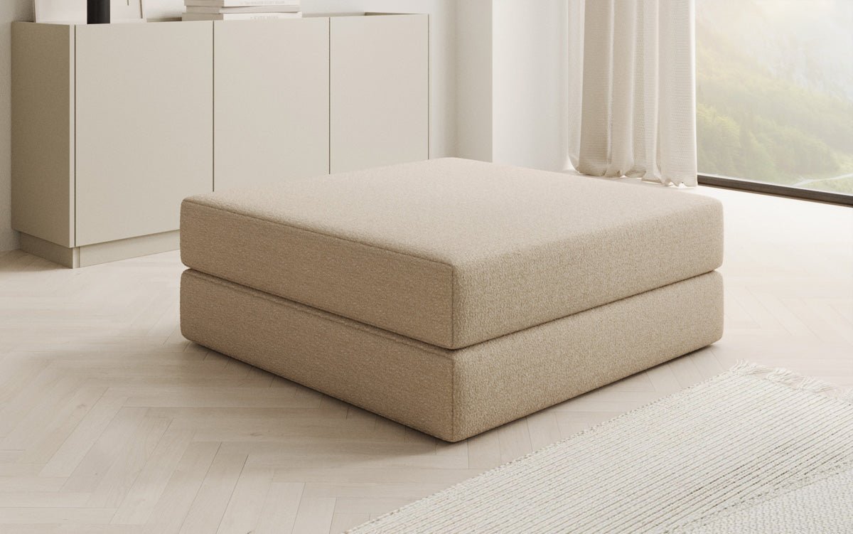 Gemütlicher Lazy Bouclé Beistellhocker mit Stauraum und Schlaffunktion – Mehrfarbig
