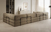 Luxuriöses U-förmiges Designer-Sofa aus Samt mit Schlaffunktion und Stauraum