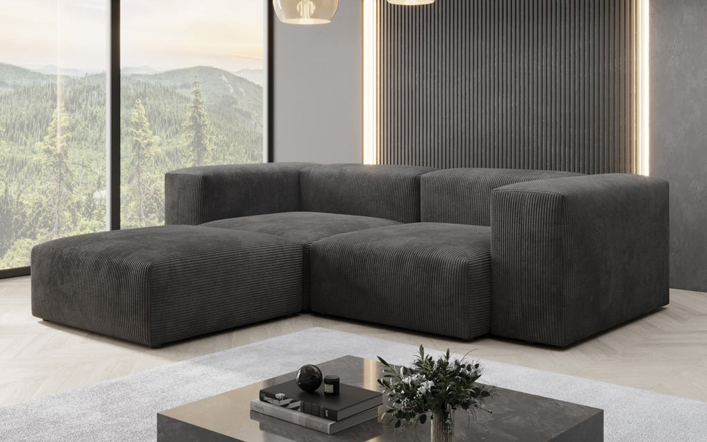 Luxuriöses L-Sofa Snug Mini: Modulares Ecksofa aus Cordstoff für modernes Wohnen
