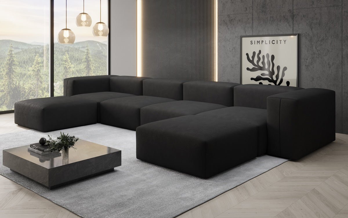 Luxuriöses U-Sofa Snug, Modernes Design, Bequemer Stoffbezug, Viele Farben
