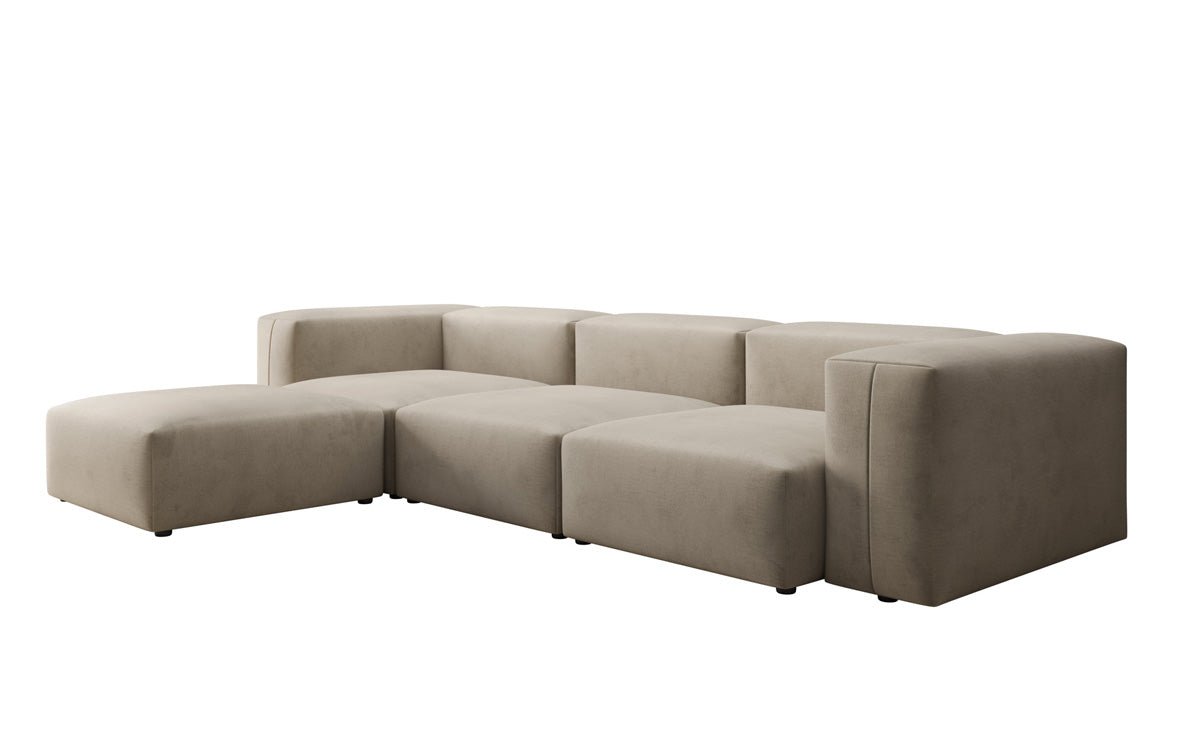 Luxuriöses L-Sofa Snug, Samtbezug, Modulares Ecksofa, Gemütlich & Stilvoll