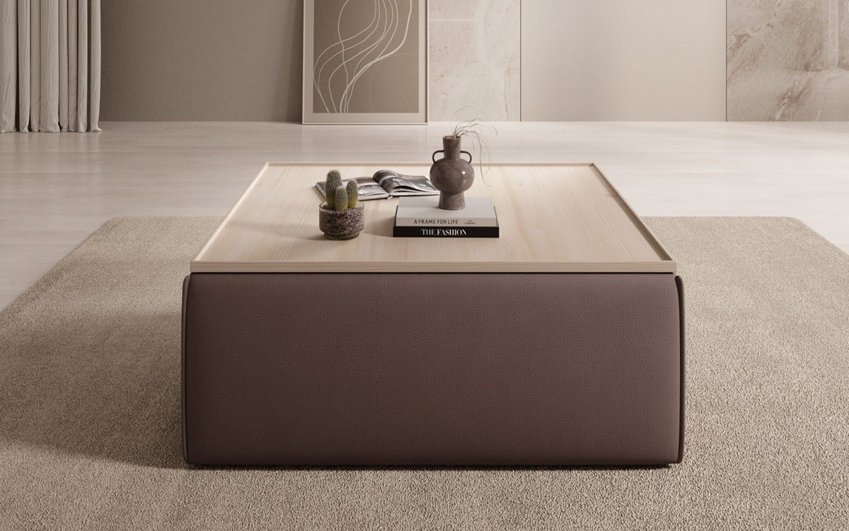 Lesley Multifunktionaler Beistellhocker Couchtisch aus Stoff mit Integriertem Stauraum