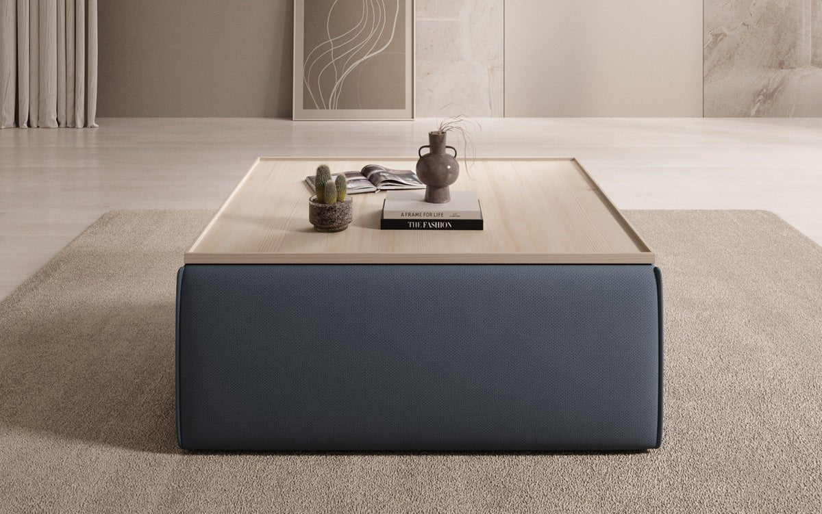 Lesley Multifunktionaler Beistellhocker Couchtisch aus Stoff mit Integriertem Stauraum