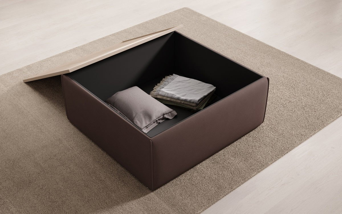 Lesley Multifunktionaler Beistellhocker Couchtisch aus Stoff mit Integriertem Stauraum