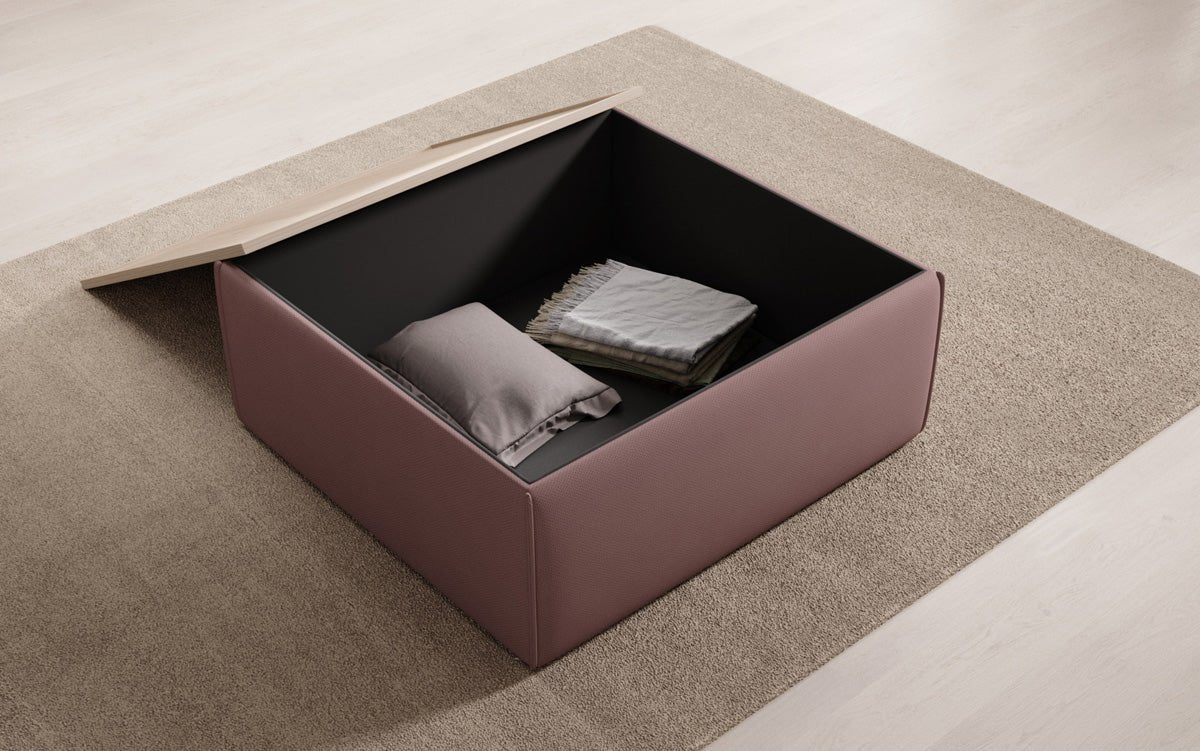 Lesley Multifunktionaler Beistellhocker Couchtisch aus Stoff mit Integriertem Stauraum