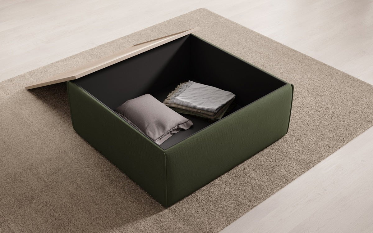 Lesley Multifunktionaler Beistellhocker Couchtisch aus Stoff mit Integriertem Stauraum