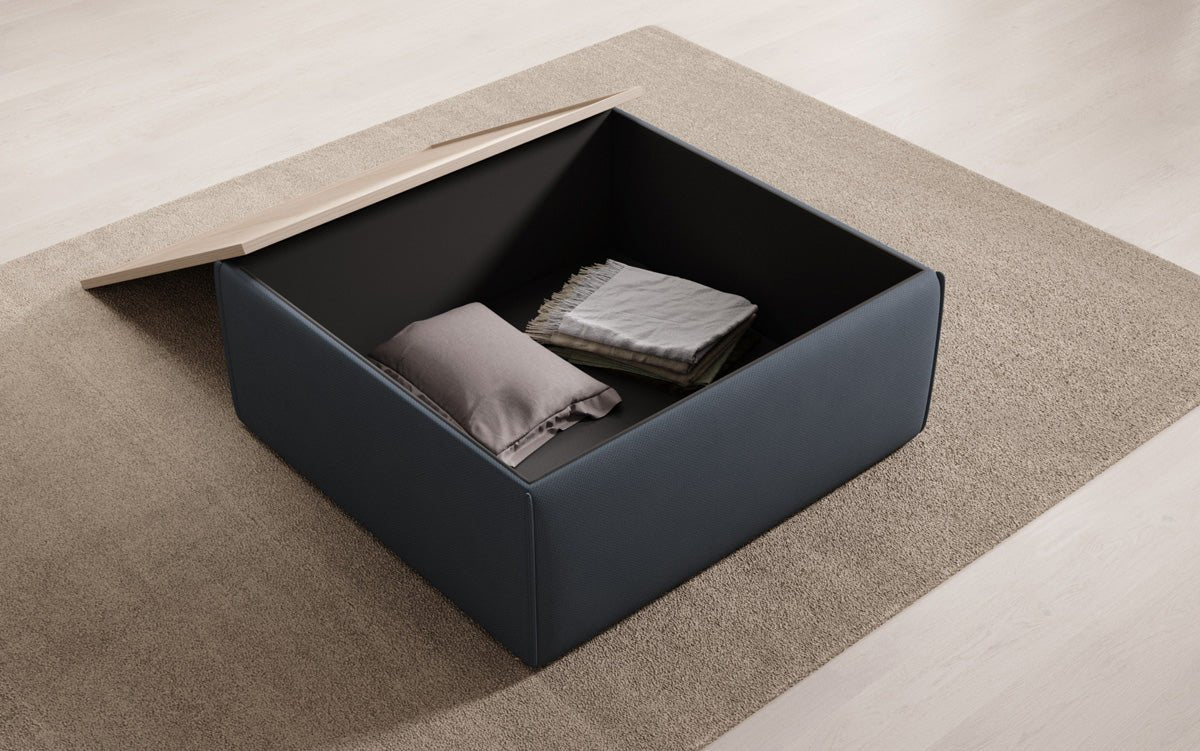 Lesley Multifunktionaler Beistellhocker Couchtisch aus Stoff mit Integriertem Stauraum