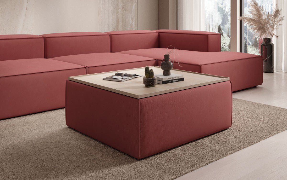 Lesley Multifunktionaler Beistellhocker Couchtisch aus Stoff mit Integriertem Stauraum