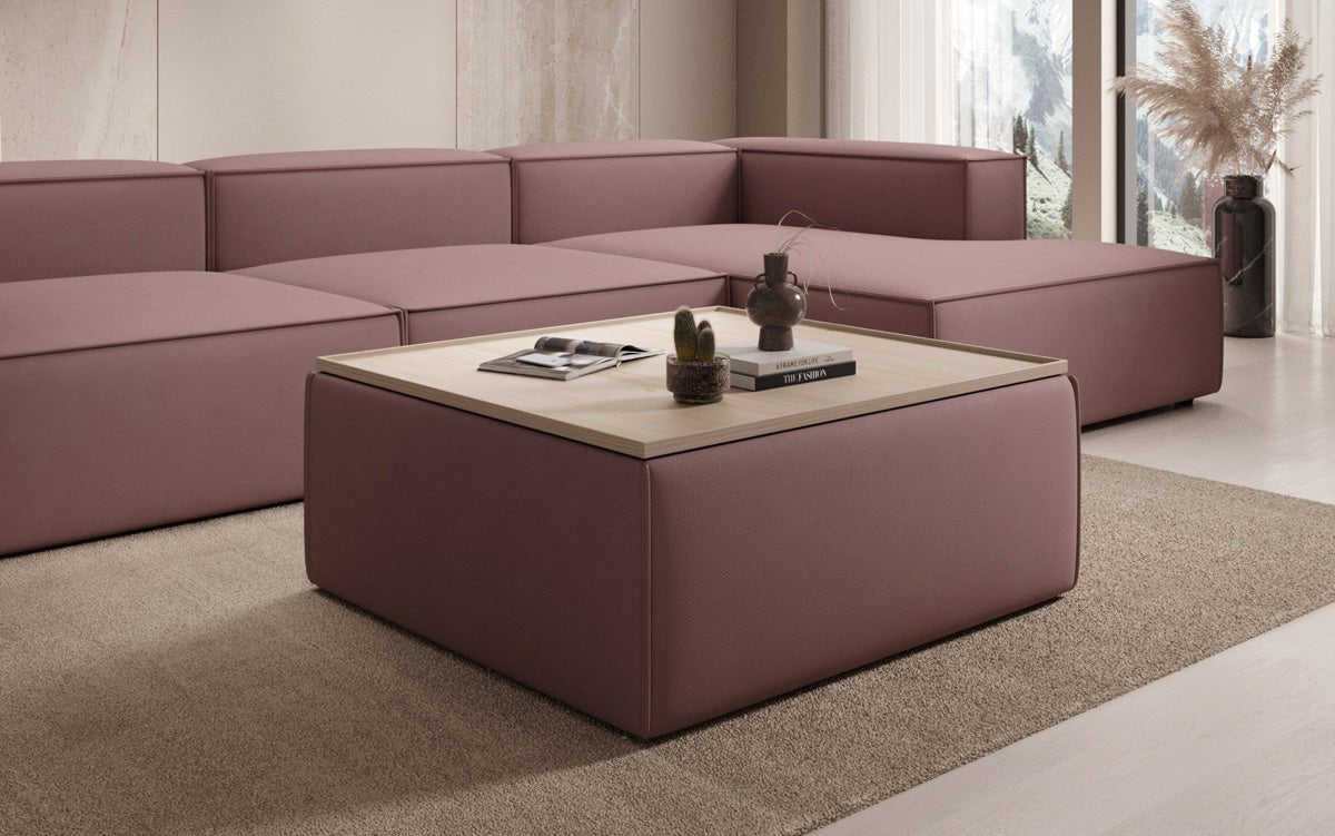 Lesley Multifunktionaler Beistellhocker Couchtisch aus Stoff mit Integriertem Stauraum