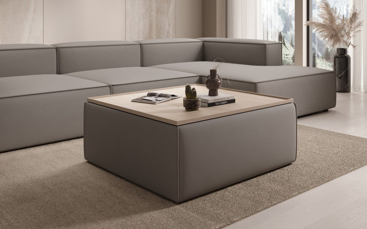 Lesley Multifunktionaler Beistellhocker Couchtisch aus Stoff mit Integriertem Stauraum