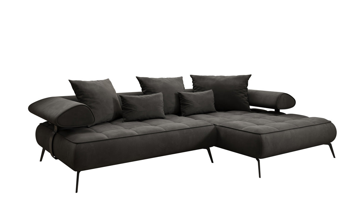 Luxuriöses Ecksofa Sydney L II: Samt, elektrisch verstellbar, stilvoll, bequem