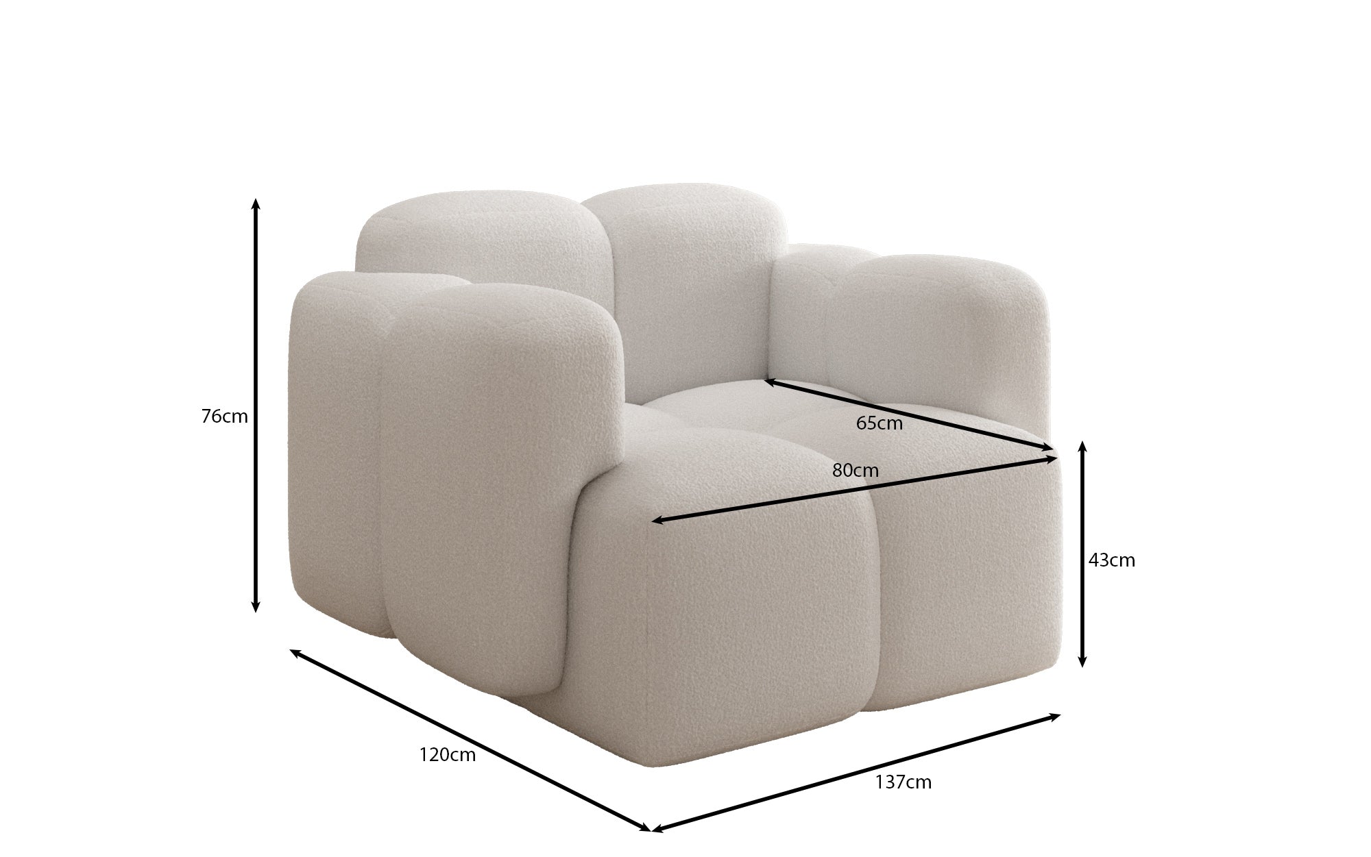 Exklusiver Designer Bouclé Sessel Celly – Stilvoller, Komfortabler Armlehnstuhl
