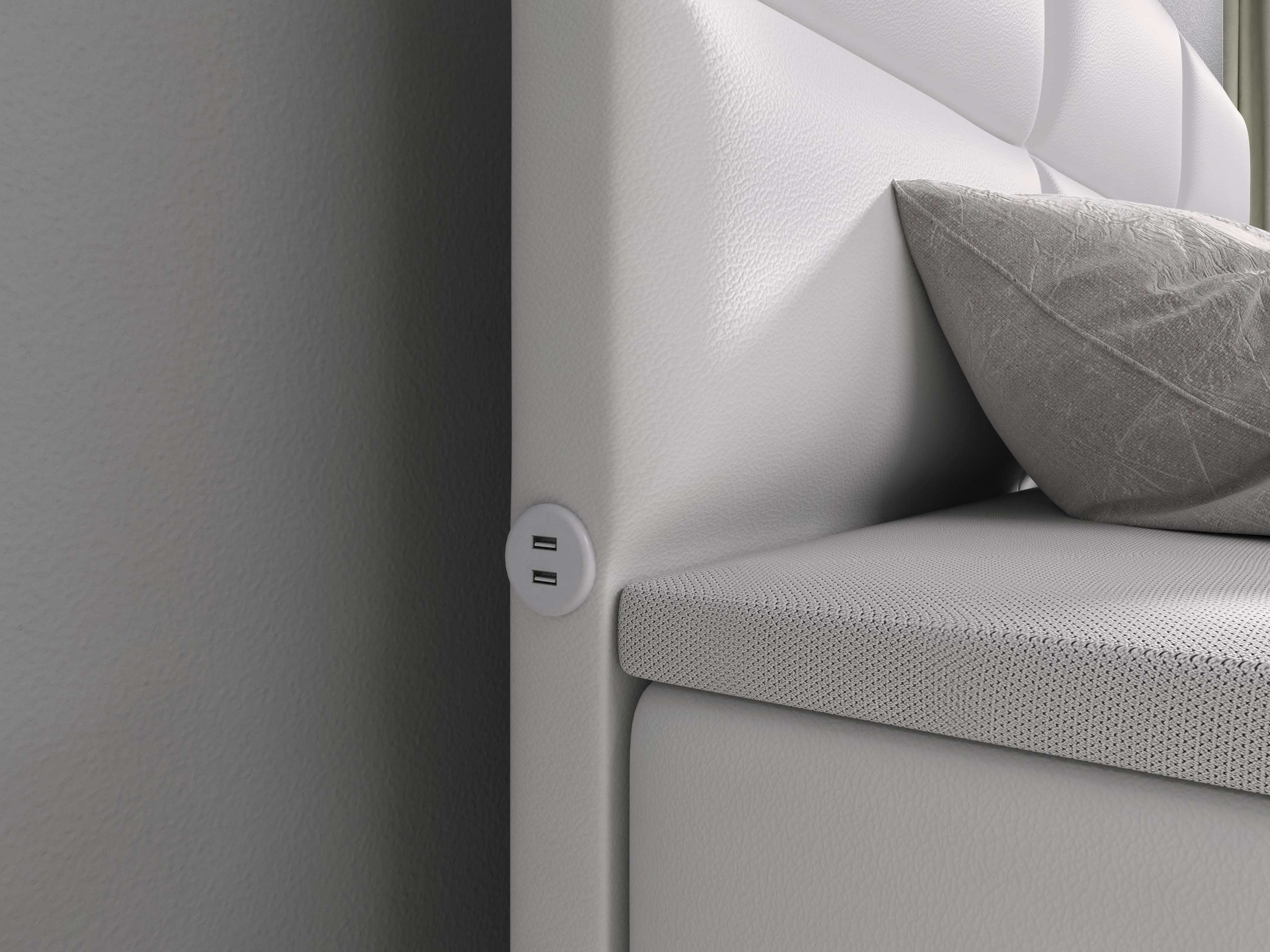 Boxspringbett Carré mit 4 USB-Anschlüssen – Modernes Design, Hoher Komfort