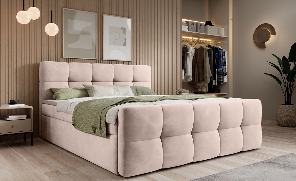 Luxuriöses Samt Boxspringbett Cozy mit Integriertem Stauraum – Maximaler Schlafkomfort