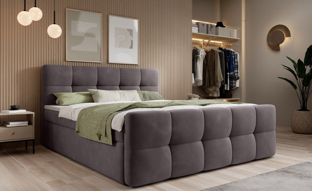 Luxuriöses Samt Boxspringbett Cozy mit Integriertem Stauraum – Maximaler Schlafkomfort