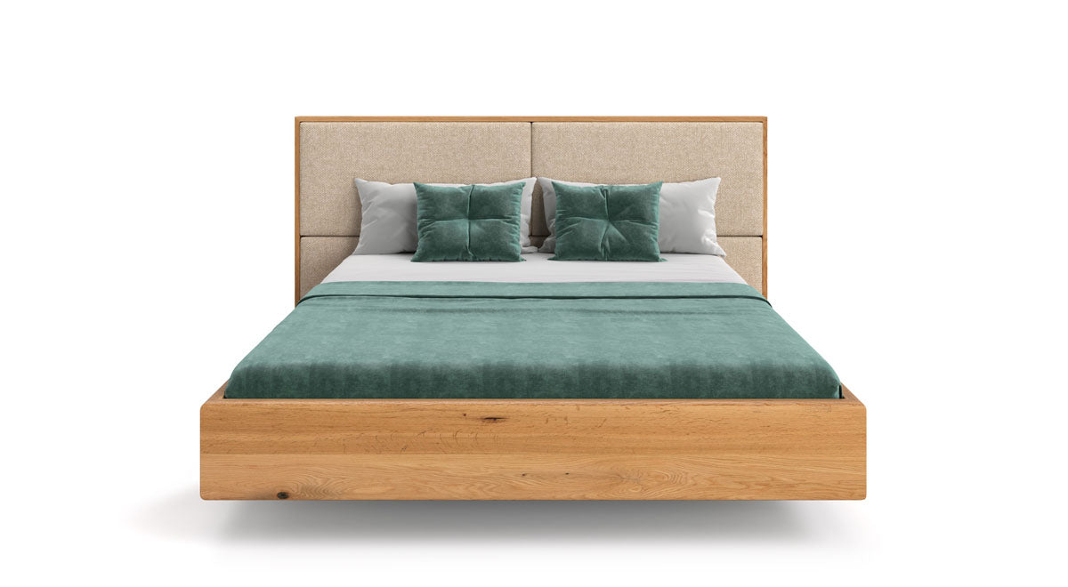 Elegantes Massivholz-Bett Valent: Schwebendes Design, Eiche, Luxus für Ihr Schlafzimmer