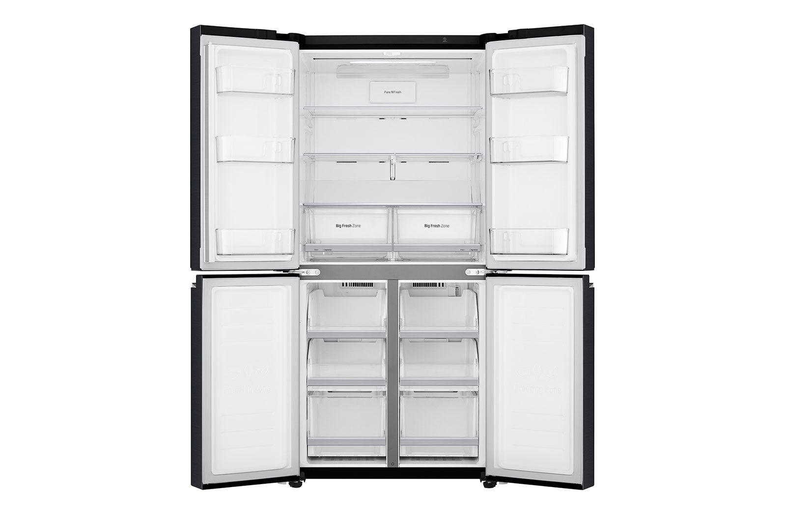 LG Slim Fit Multi-Door Kühlschrank 530L, Energieeffizienz E, Matte Black Steel