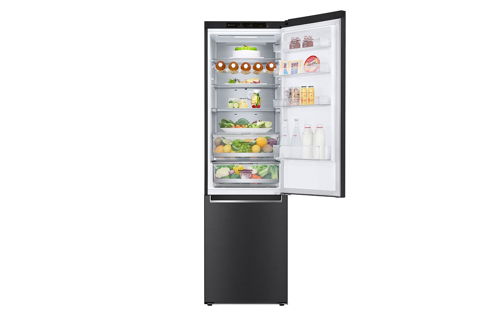 LG Kühl-Gefrierkombination Matt Schwarz: 384L, 203cm hoch, Inverter Linear Kompressor