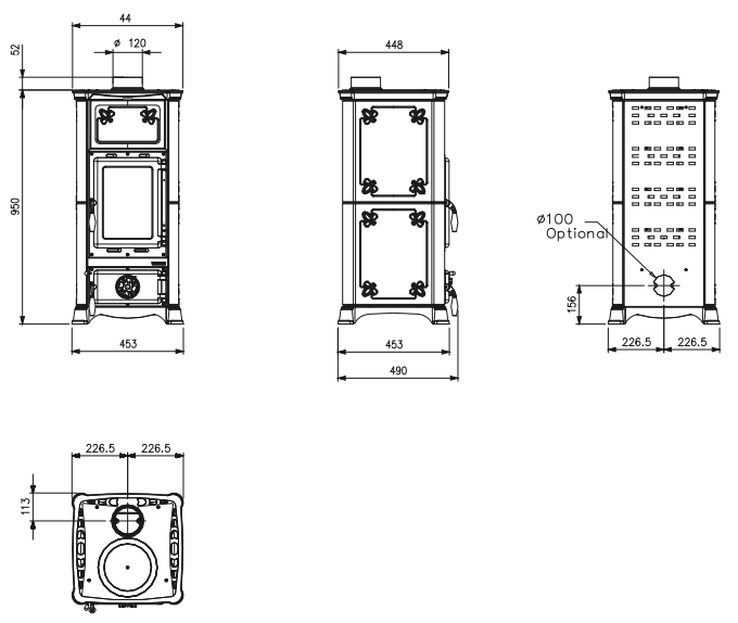 Emiliana La Nordica Holzofen 6,5 kW: Effizienter Kaminofen mit Kochplatte
