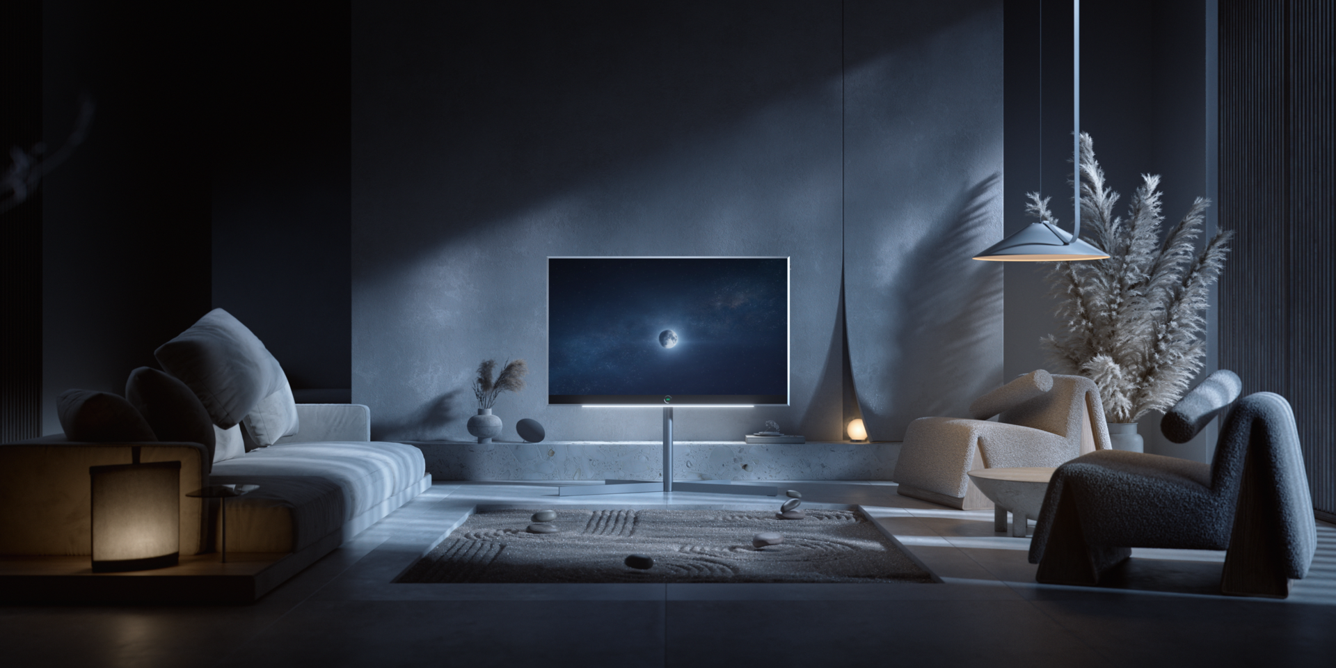 Loewe Stellar 65 Zoll OLED 4K Smart TV – Elegantes Beton-Aluminium Design