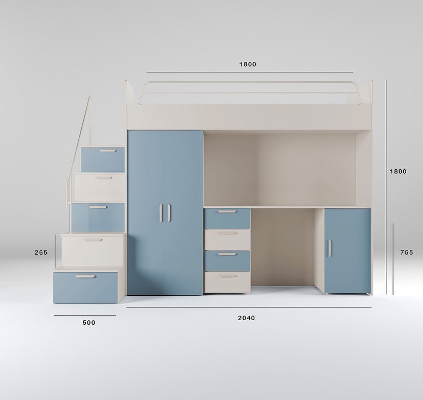 Traumhaftes Kinderhochbett mit matter Oberfläche – Sicher, Stylisch, Spielbar, Platzsparend