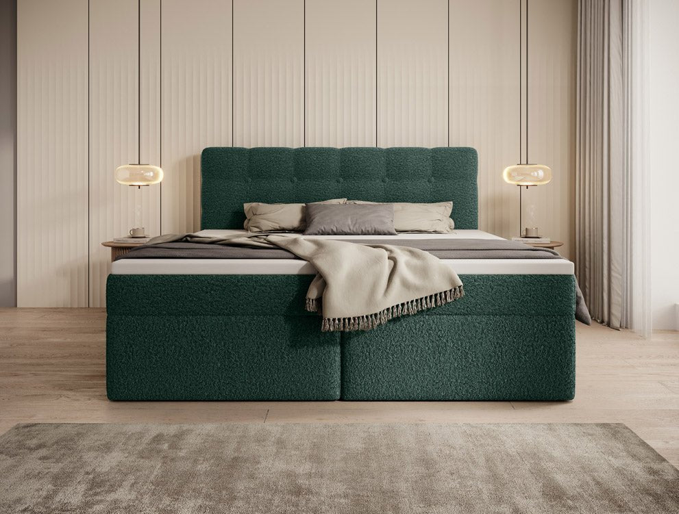 Faro Frotte Luxus Boxspringbett: Samt-Komfort, Stauraum & Stilvoll Schlafen