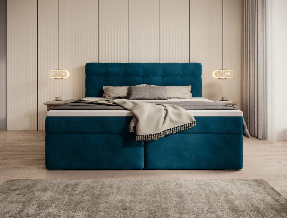 Luxuriöses Faro Boxspringbett Samt mit Integriertem Stauraum – Hoher Schlafkomfort