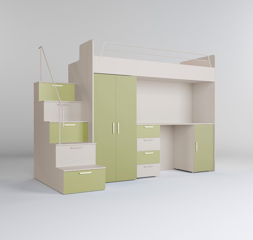 Traumhaftes Kinderhochbett mit matter Oberfläche – Sicher, Stylisch, Spielbar, Platzsparend
