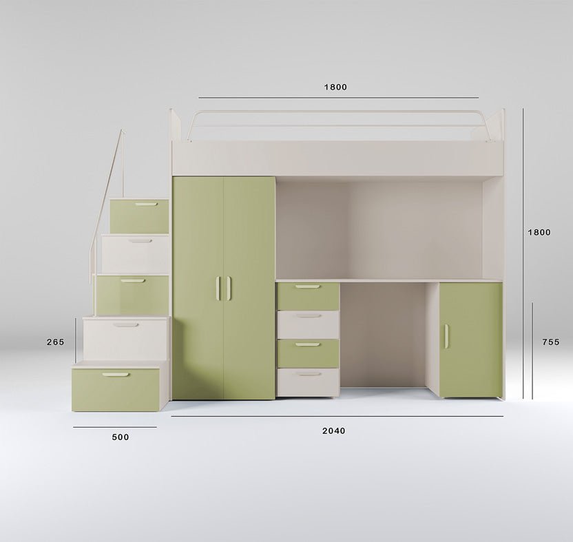 Traumhaftes Kinderhochbett mit matter Oberfläche – Sicher, Stylisch, Spielbar, Platzsparend