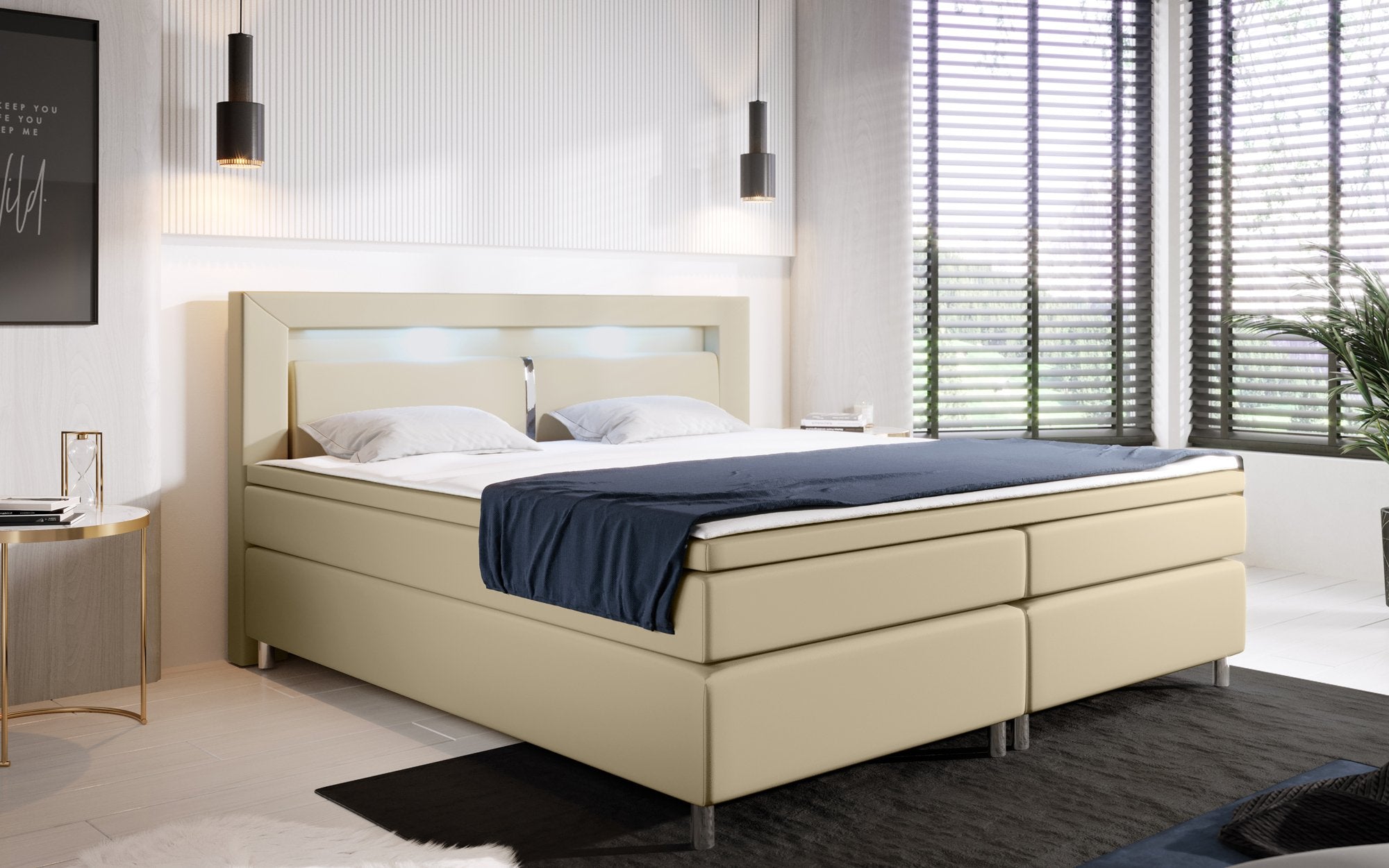 Hypnos Boxspringbett mit LED-Beleuchtung und Chromfüßen – Luxuriöser Schlafkomfort