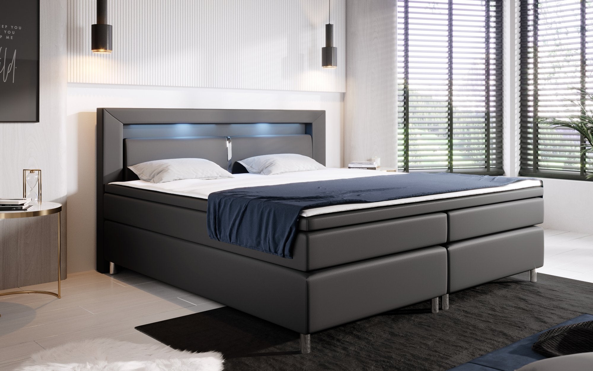 Hypnos Boxspringbett mit LED-Beleuchtung und Chromfüßen – Luxuriöser Schlafkomfort
