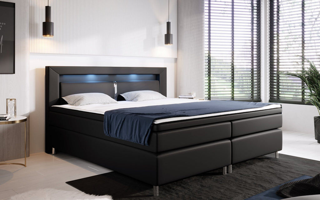 Hypnos Boxspringbett mit LED-Beleuchtung und Chromfüßen – Luxuriöser Schlafkomfort