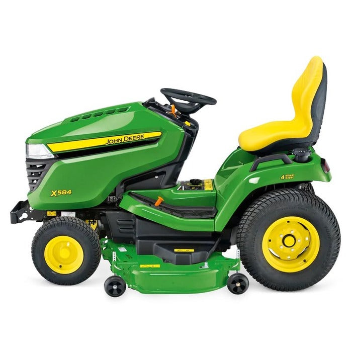 JOHN DEERE X584 Rasentraktor: Leistungsstarker Aufsitzmäher mit Allradlenkung & 122-137cm Schnittbreite