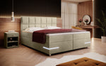 Lade das Bild in den Galerie-Viewer, Luxuriöses Samt Boxspringbett Lea mit LED &amp; Chromfüßen – Optimaler Schlafkomfort
