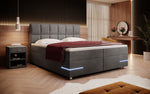 Lade das Bild in den Galerie-Viewer, Luxuriöses Samt Boxspringbett Lea mit LED &amp; Chromfüßen – Optimaler Schlafkomfort
