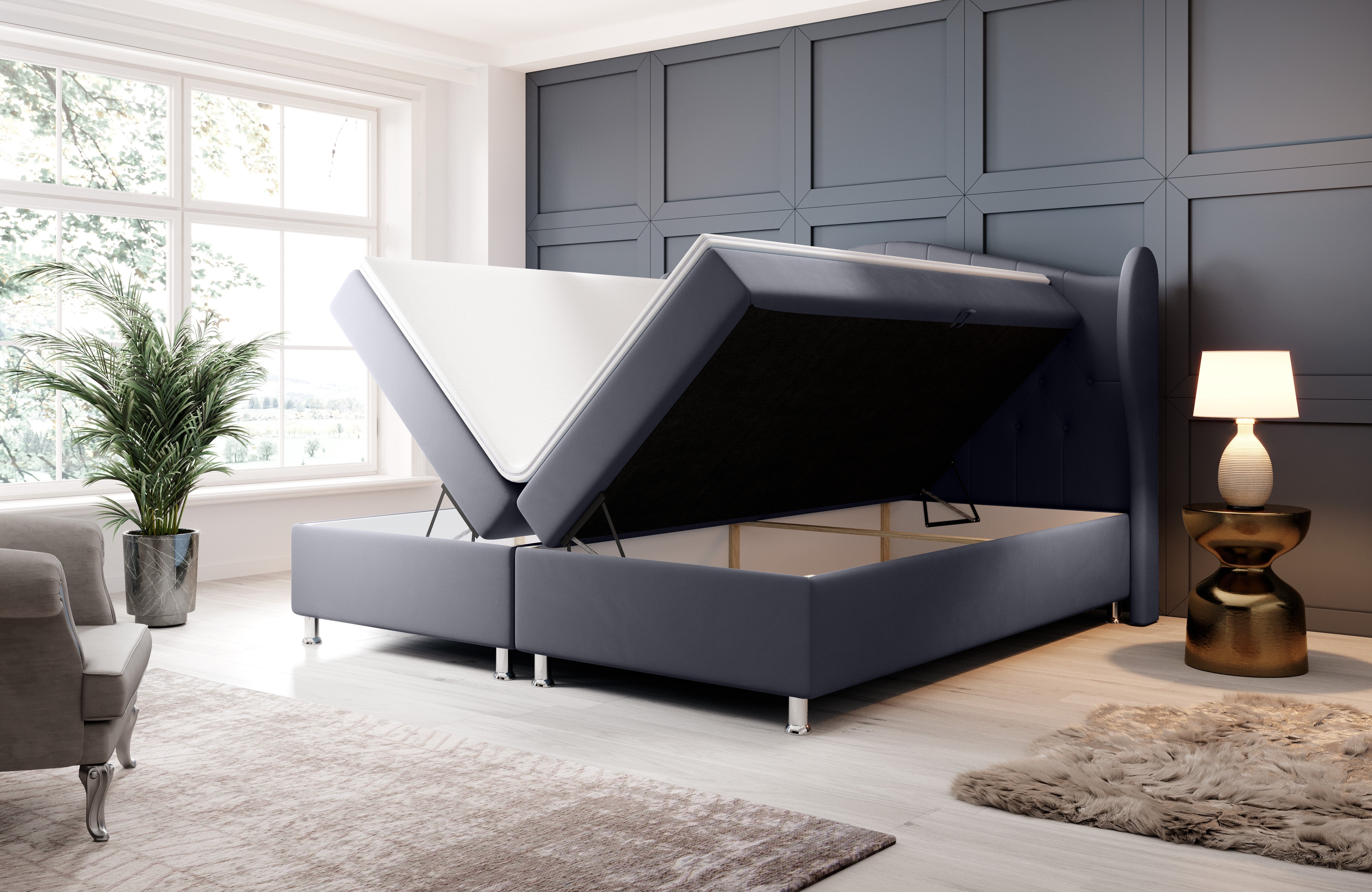 Luxuriöses Boxspringbett Angel mit Stauraum – Modernes Design, Hoher Komfort für erholsamen Schlaf