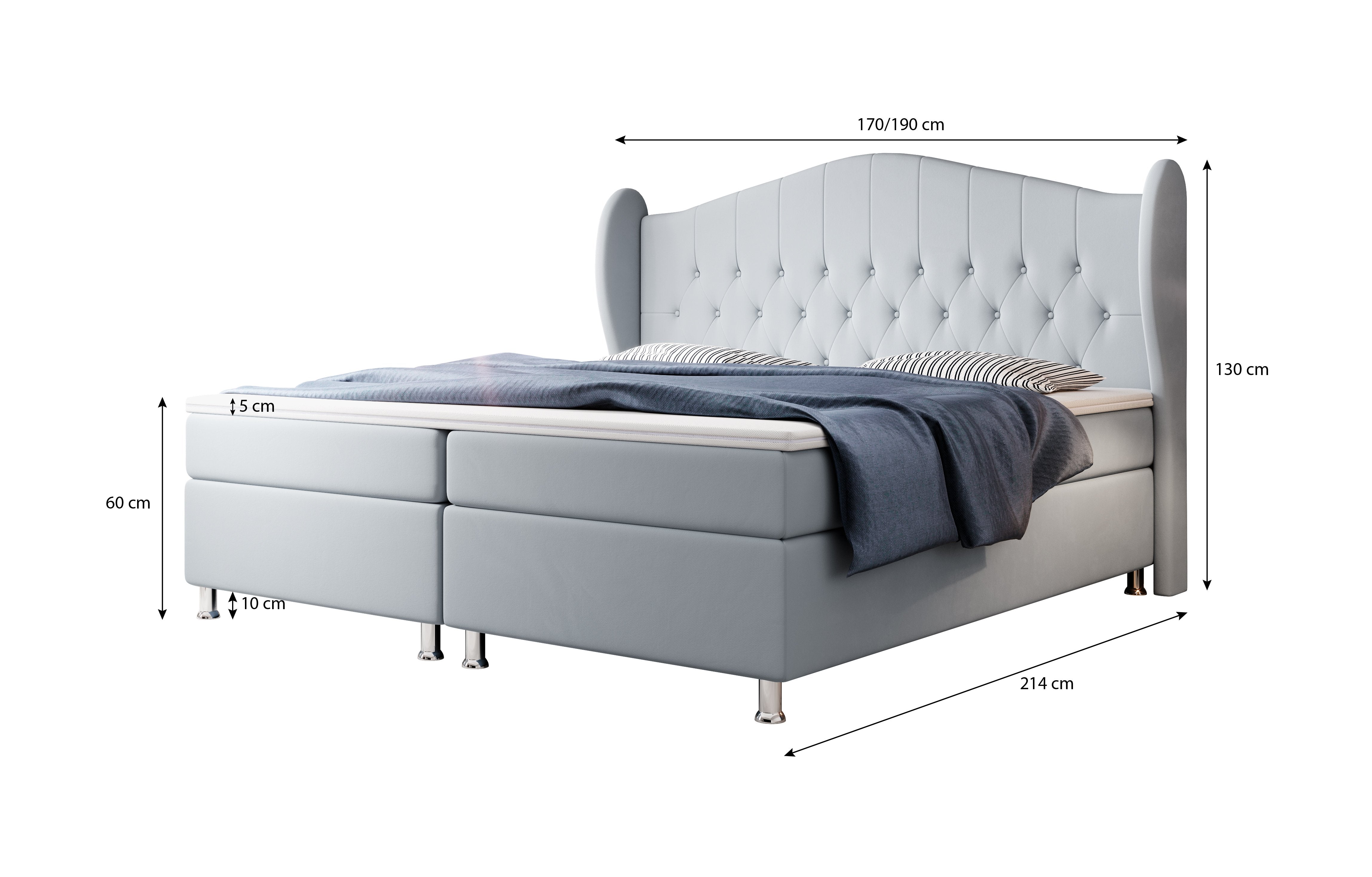 Luxuriöses Boxspringbett Angel mit Stauraum – Modernes Design, Hoher Komfort für erholsamen Schlaf