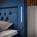 Lade das Bild in den Galerie-Viewer, Diva Boxspringbett mit Samtbezug, LED-Beleuchtung, USB &amp; Stauraum-Schubladen
