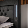 Diva Boxspringbett mit Samtbezug, LED-Beleuchtung, USB & Stauraum-Schubladen
