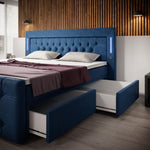 Lade das Bild in den Galerie-Viewer, Diva Boxspringbett mit Samtbezug, LED-Beleuchtung, USB &amp; Stauraum-Schubladen
