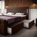 Lade das Bild in den Galerie-Viewer, Diva Boxspringbett mit Samtbezug, LED-Beleuchtung, USB &amp; Stauraum-Schubladen

