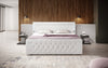 Diva Boxspringbett mit Samtbezug, LED-Beleuchtung, USB & Stauraum-Schubladen