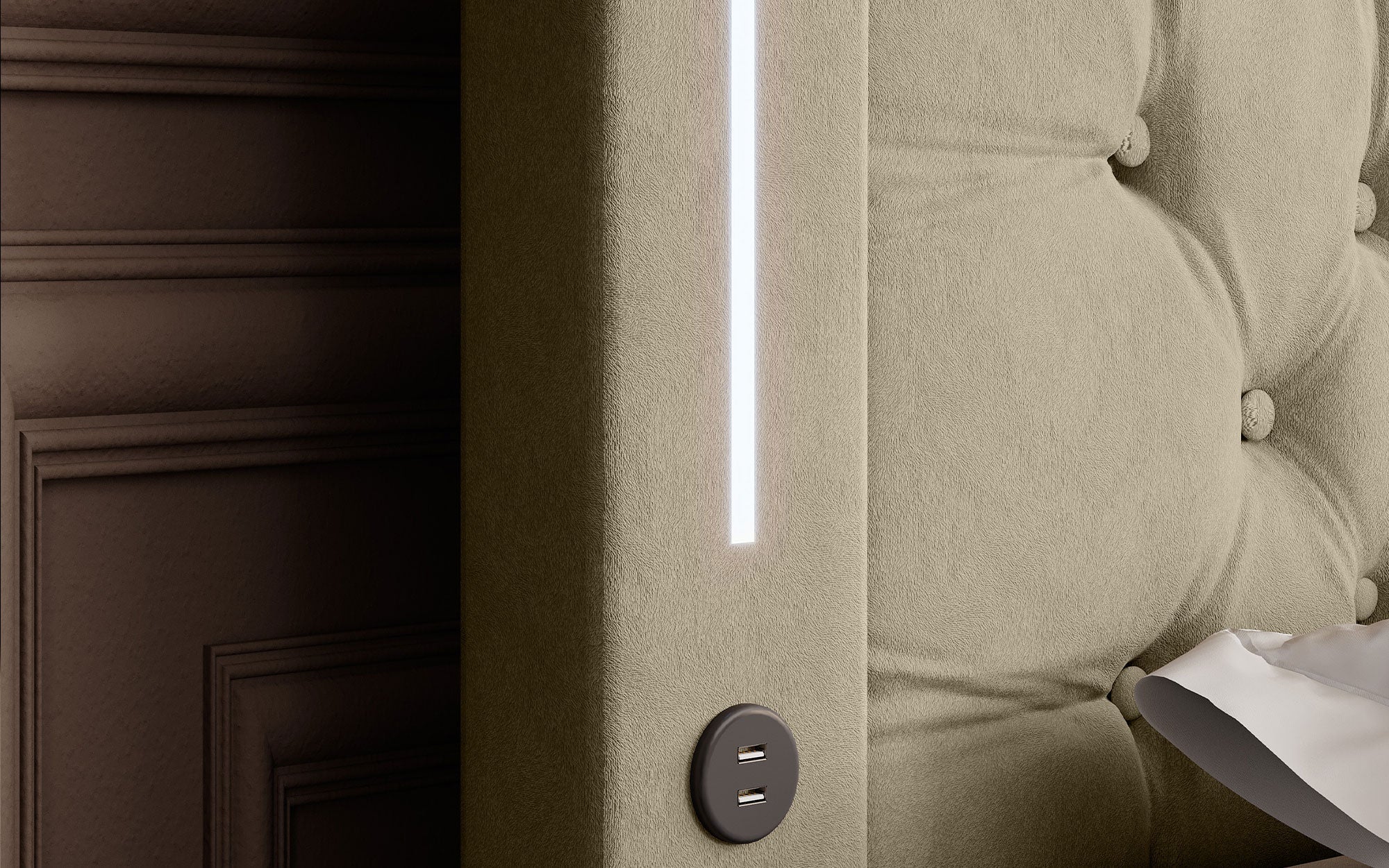 Elegance Boxspringbett Samt LED USB – Luxus Schlafzimmer mit Stauraum