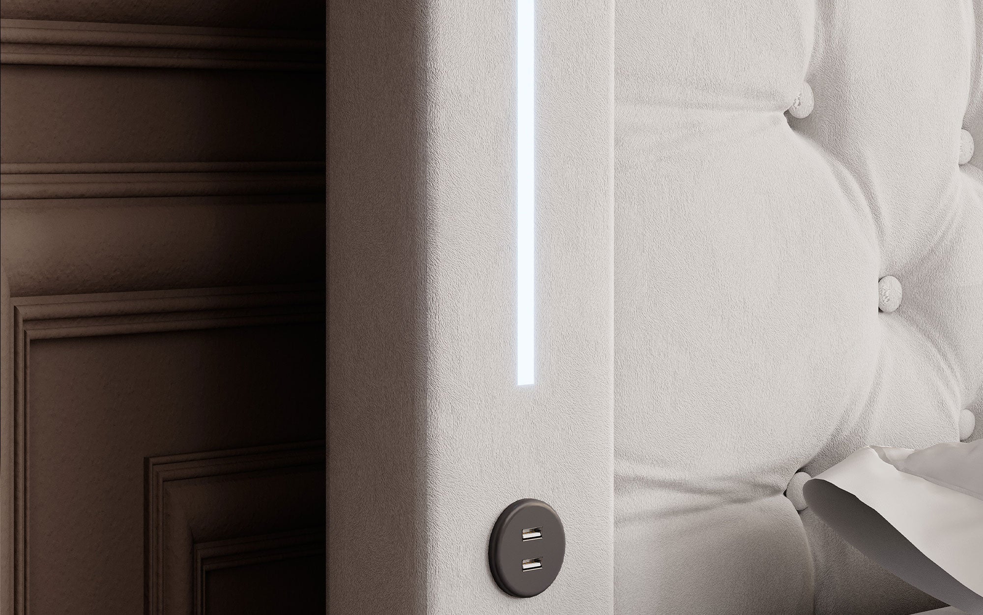 Elegance Boxspringbett Samt LED USB – Luxus Schlafzimmer mit Stauraum